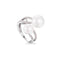 New Fashion Elegant Women Pearl Decor Double Lines Brass Zircon Ring