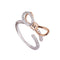 Creative Double Color Plated Bowknot Pattern Women Exquisite Zircon Ring