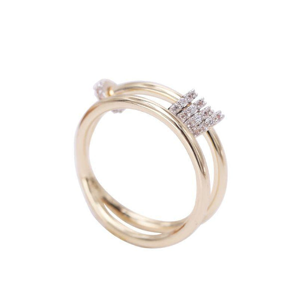 Creative Double Lines Design Women Zircon Flexible Ring