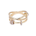 Women Unique Multilayer Crossing Design Plated Brass Zircon Ring