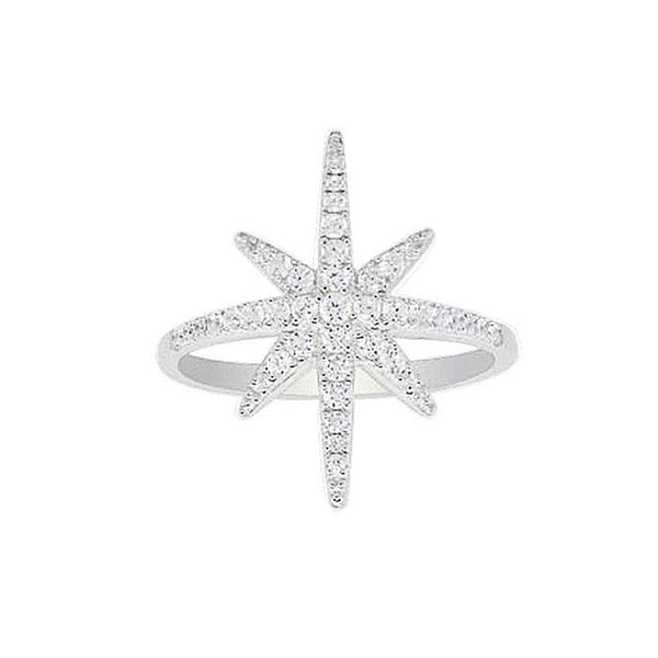 Fashion Star Pattern Shiny Zircon Ring