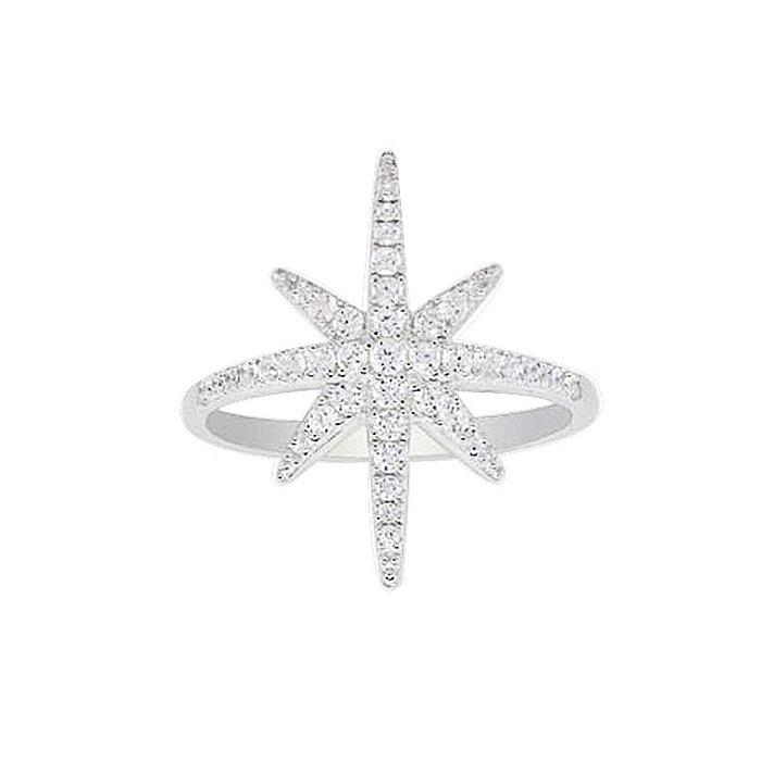 Fashion Star Pattern Shiny Zircon Ring