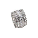 Women Exaggerated Wide Hollow Lace Pattern Zircon Ring