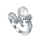 Fashion Elegant Pearl Decor Shiny Zircon Multilayer Brass Ring