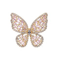 Exquisite Women Butterfly Pattern Rhinestone Decor Adjustable Ring