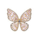 Exquisite Women Butterfly Pattern Rhinestone Decor Adjustable Ring