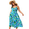 Hot Sale Bright Color Summer Leaf Printed Women Ankle-length Plus Size Sundress