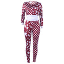 Women Casual Stars Print Long-sleeve Crop Top Leggings Two-piece Set