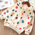 Girl Multicolor Dot Print Long Sleeves Hoodies