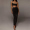 Hot Sale Two-piece Sexy Women Cropped Camis Tight Midi Skirt Set