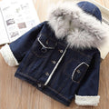 Winter Classic Style Kids Hooded Warm Denim Jackets