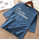 Girls Candy Color Letter Print Long Sleeves Casual Dress