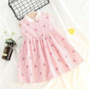 Girls Fresh Style Strawberry Print Sleeveless Dress