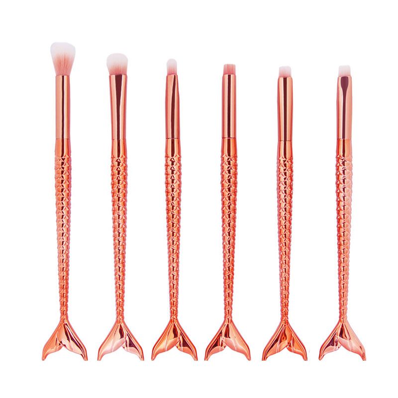 Colorful 6pcs/set Mermaid Fish Scale Tail Pattern Eye Cosmetic Brushes Set