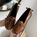 British Style Bowknot Decor Solid Color Round Toe Casual Shoes