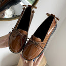 British Style Bowknot Decor Solid Color Round Toe Casual Shoes