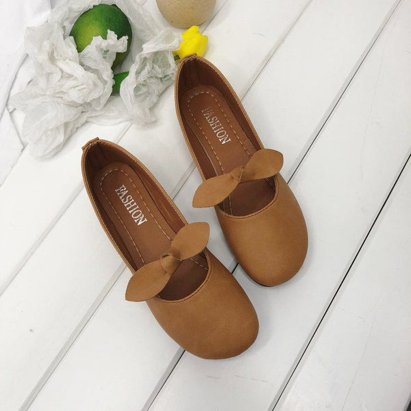 Classic Women Bowknot Decor Solid Color Round-toe Mary Jane Shoes