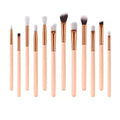 12 Pcs/set Two Color Optional Wooden Handle Eye Cosmetic Brushes Set