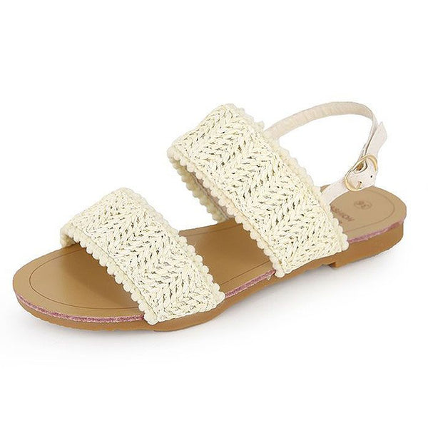 Double Bands Design Women Fashion Open-toe Flat Sandals Shoes