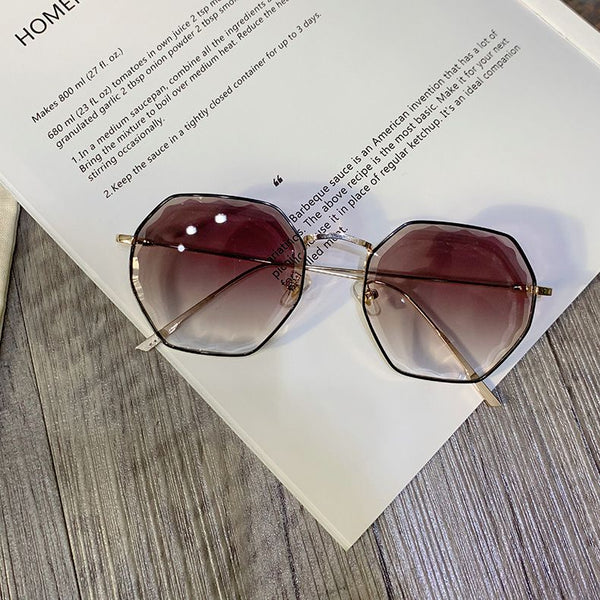 Creative Rimless Design Women Geometric Shape Metal Frame Sunglasses