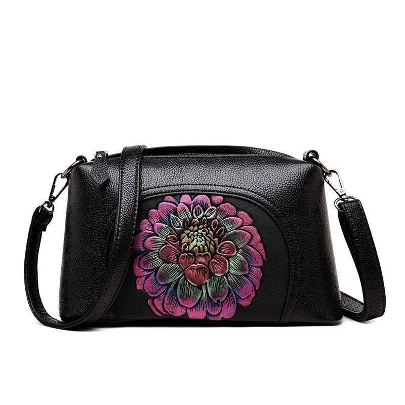 Women Retro Ethnic Unique Flower Painting Design Casual PU Bag