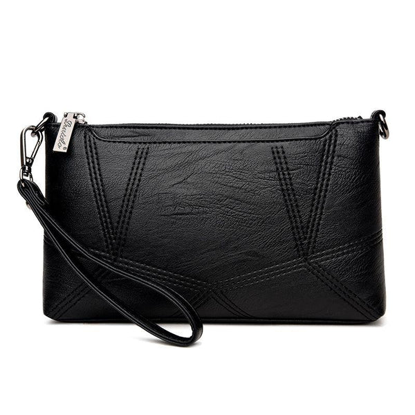 Casual Solid Color Stitching Design Square Shape Soft PU Crossbody Bag