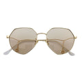 Creative Women Irregular Chain Decor Metal Frame Double Color Tinted Lenses Sunglasses