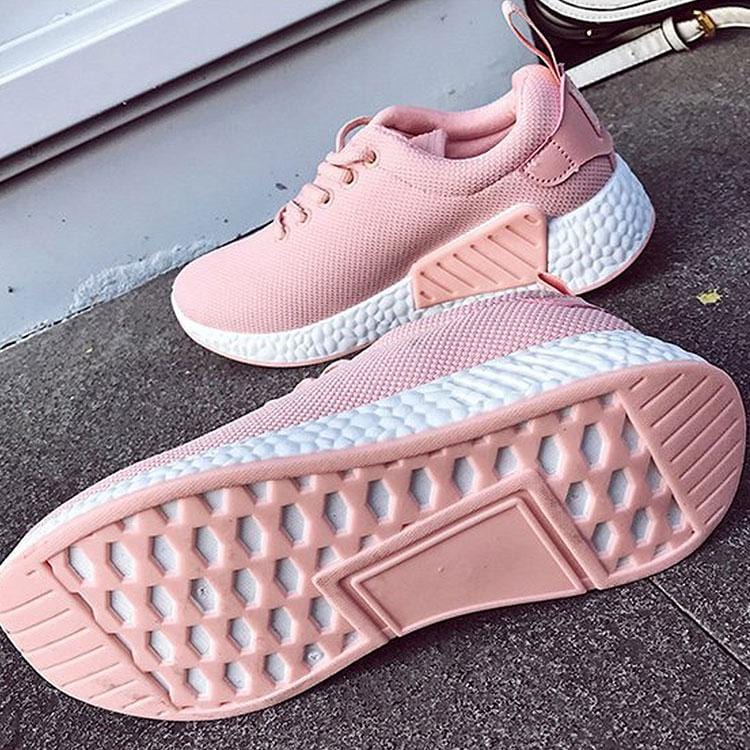 Women Fashion Round-toe Solid Color Lace-up Casual Sneakers Shoes