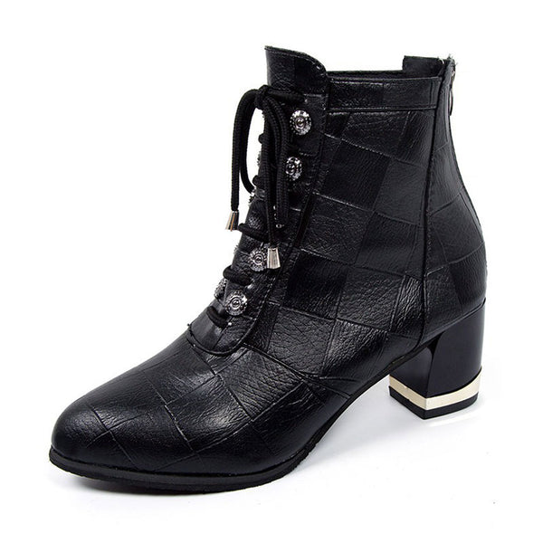 New Arrival Autumn Fashion Women Pointed-toe Square-heel Boots Shoes
