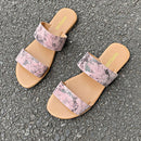 Double Bands Design Summer Women Casual Open Toe Flat Slippers Shoes