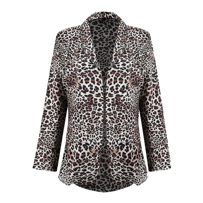 Women Fashion Leopard Print Blazer