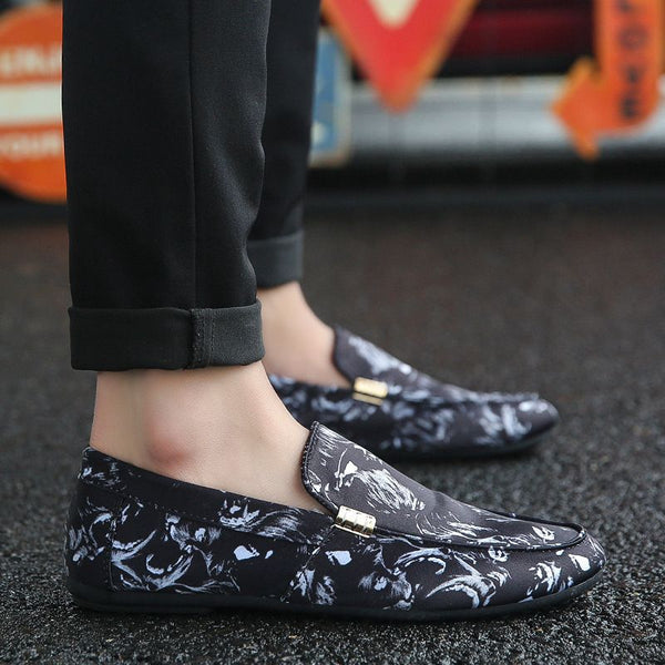 New Arrival Ethnic Style Floral Pattern Men Comfortable Loafers Shoes