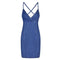 Women Sexy Backless Lace-up Bandage Design Halter Neck Denim Sundress