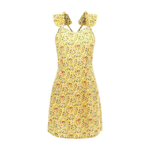 Women Pastoral Style Tiny Flower Print Mini Slip Dress