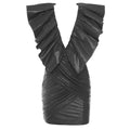 Irregular Sleeveless Ruffled Design Women Bodycon Black Dress