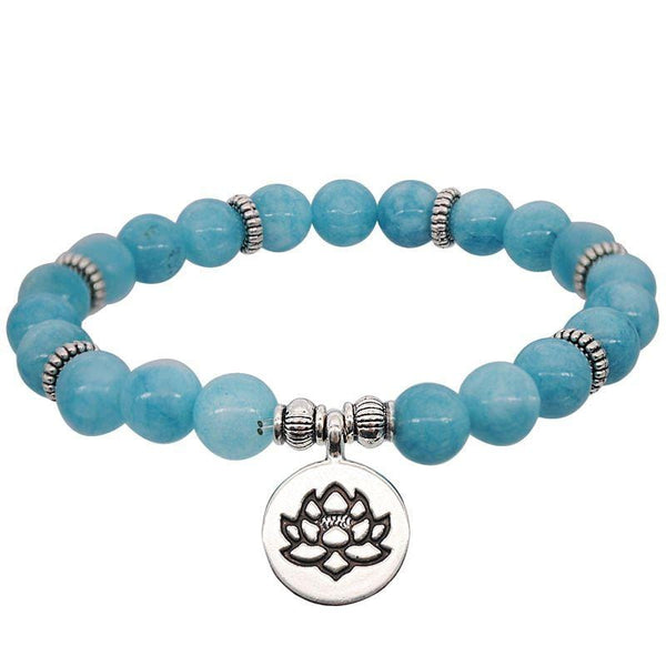 Women Simple Single Beads Design Lotus Carving Alloy Charm Bracelet