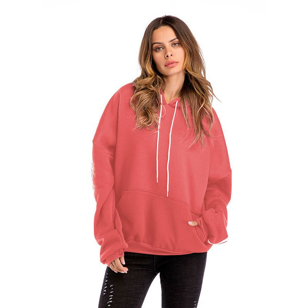 Casual Dolman Sleeve Women Stripes Pattern Fall Hoodies