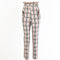 Fashion Classic Plaid Print Women Frilled High-waisted Casual Pants