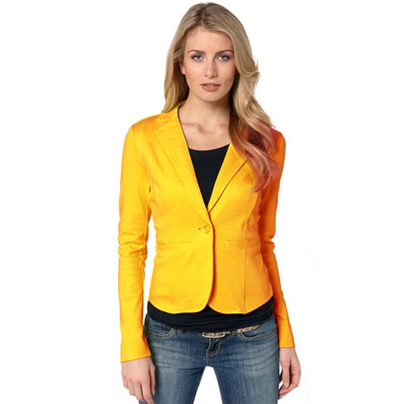 Hot Sale Casual Candy Color Long-sleeve Lapel Collar Blazer