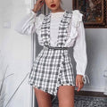 Hot Sale Elegant Women Vintage Plaid Pattern Suspender Shorts