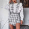 Hot Sale Elegant Women Vintage Plaid Pattern Suspender Shorts