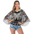 Women Bohemian Style Butterfly Embroidery Design Flare Sleeve Blouse