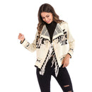 Hot Sale Retro Ethnic Geometric Knitting Tassel Fringed Long-sleeve Cardigan