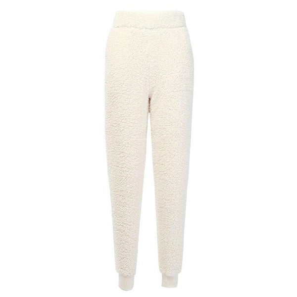 Women Casual Winter Warm Wear Solid Color Plush Jogger Pants