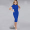 Women Fashion Round Collar Ruffled Defined Waist Bodycon Dress