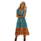 Hot Sale Women Casual V Neck Short-sleeve Bohemian Printed Chiffon Dress
