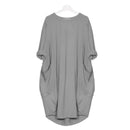 Hot Sale Women Casual Round Collar Long-sleeve Solid Color Loose Dress