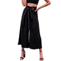 Fashion Defined Waist Lace-up Solid Color Women Wide Leg Trousers