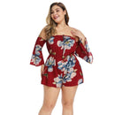 Women Fashion Off-the-shoulder Flare Sleeve Floral Print Rompers