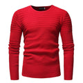 Men Solid Color Ruffle Design Round Neck Knit Sweater